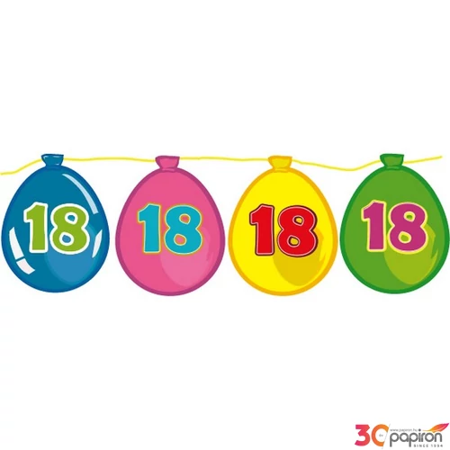 Party banner szülinapra 18. évszámos lufis fűzér, 6m