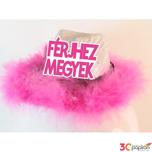 Lánybúcsú Party fejdísz kalap alakú férjhez megyek felirattal