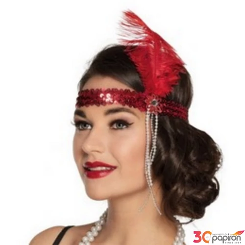Party kiegészítő Gatsby piros fejdísz