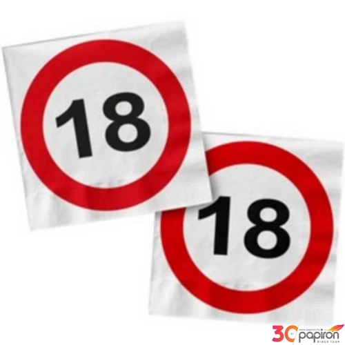 Party szalvéta szülinapra Sebességkorlátozó, 33cm, 20db/csomag 18-as