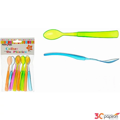 Party kiskanál Garfo de Plastico vastagított véggel 12db-os vegyes színű party kellék