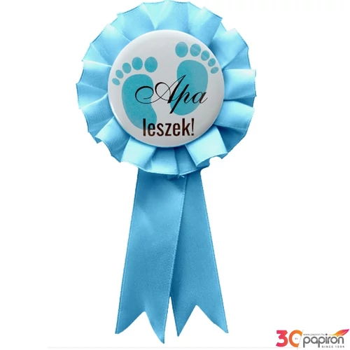 Party kitűző szalagos Apa leszek babaváró Kisfiú világoskék szalaggal