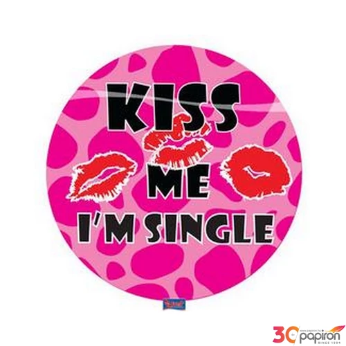 Lánybúcsú ledes kitűző Kiss Me I'm Single