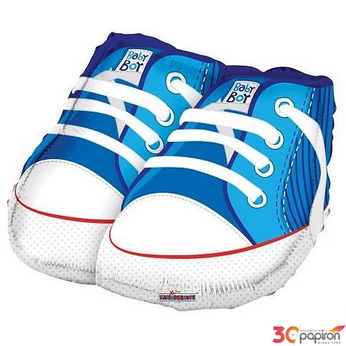 Party Lufi 18"-45cm babacipő kék fólia lufi +hélium
