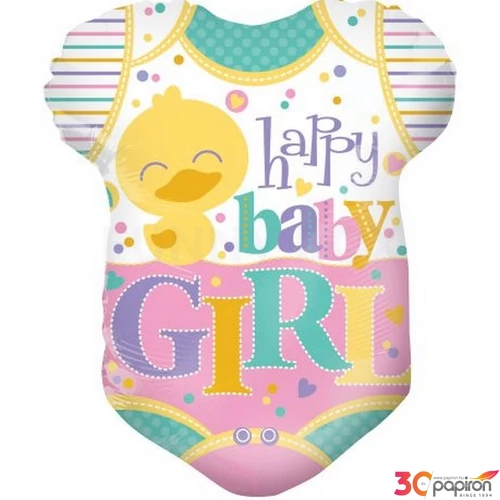 Party Lufi 18"-45cm Szülinapi Happy Baby Girl rugdalózó Fólia Léggömb+hélium