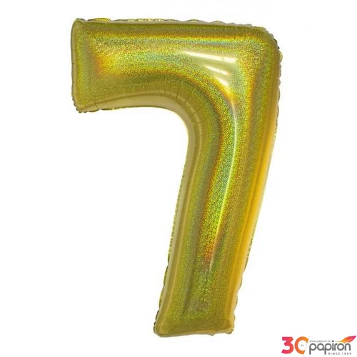 Party Lufi fólia 102cm 40" hologrammos arany, 7-es szám