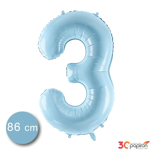 Party Lufi fólia 86cm 3.születésnapra, világoskék