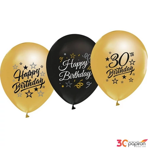 Partylufi évszámos 30 5db/csomag, fekete és arany szín