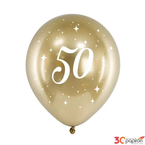 Party lufi évszámos 50 , 6 db/csomag arany színben 