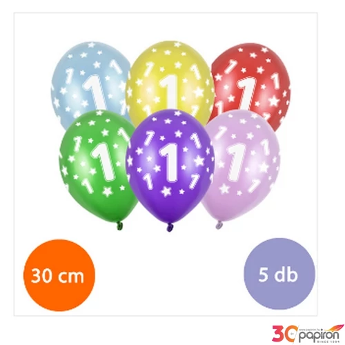 Party Lufi évszámos 5db/csomag, vegyes színekben metál 1-es