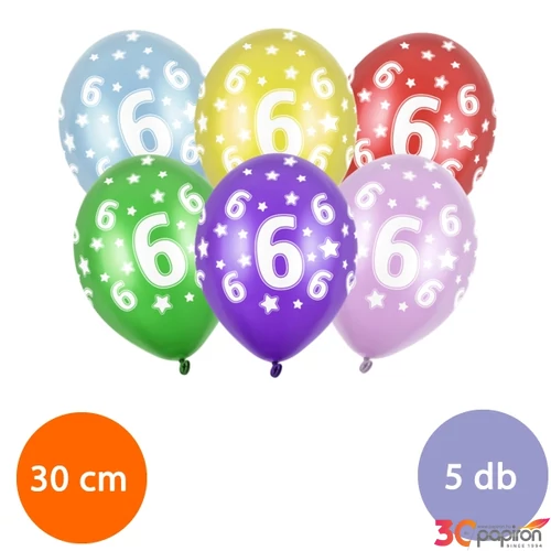 Party Lufi évszámos 5db/csomag, vegyes színekben metál 6-os