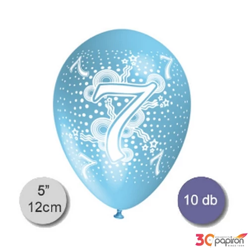 Party Lufi évszámos 7-es, pasztel színek, 10db/csomag vegyes színekben