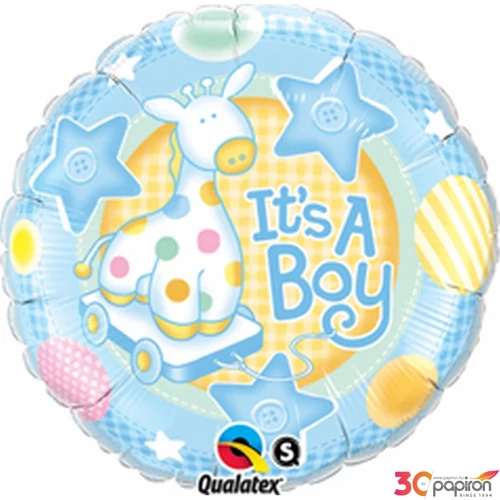 Partylufi fiús 9inch It is A Boy Soft Giraffe - Babaszületés Fólialufi +hélium