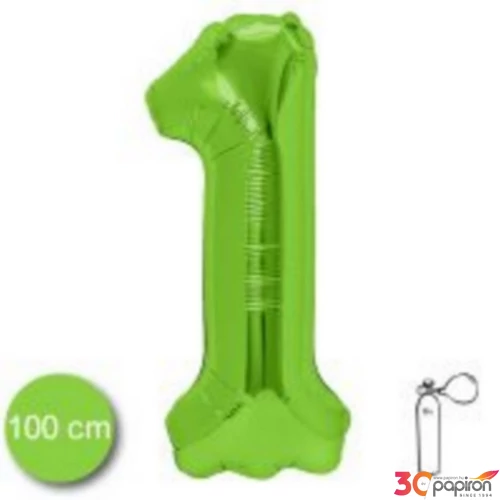 Party Lufi fólia 100cm 1.szám születésnapra zöld