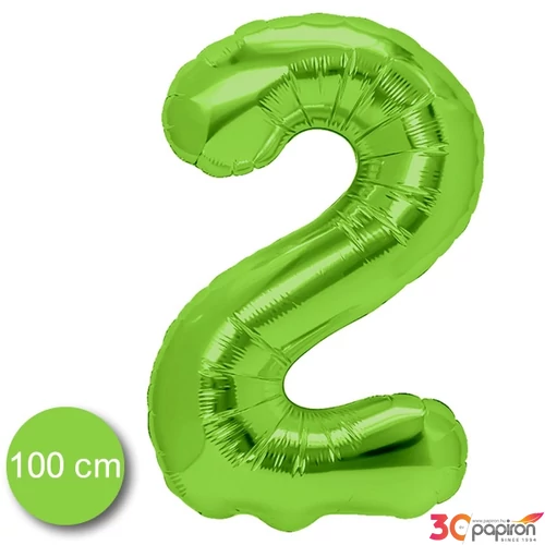 Party Lufi fólia 100cm 2.szám születésnapra zöld