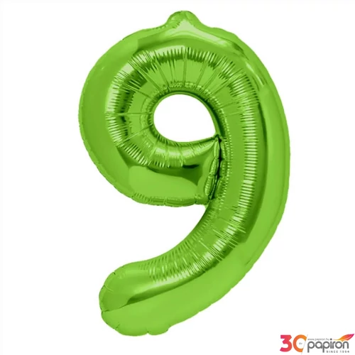 Party Lufi fólia 100cm 9.szám születésnapra zöld