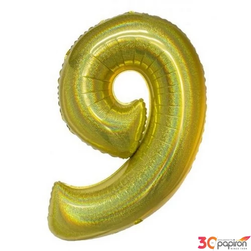 Partylufi fólia 102cm 40" hologrammos arany, 9-es szám