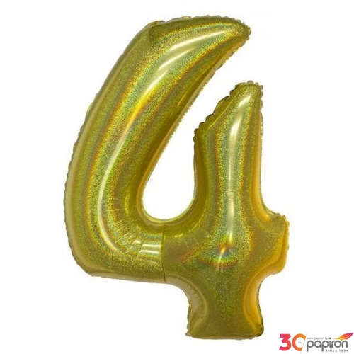 Party Lufi fólia 102cm 40" hologrammos arany, 4-es szám