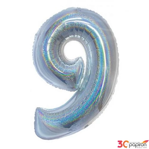 Party Lufi fólia 102cm 40" hologrammos, ezüst 4-es szám