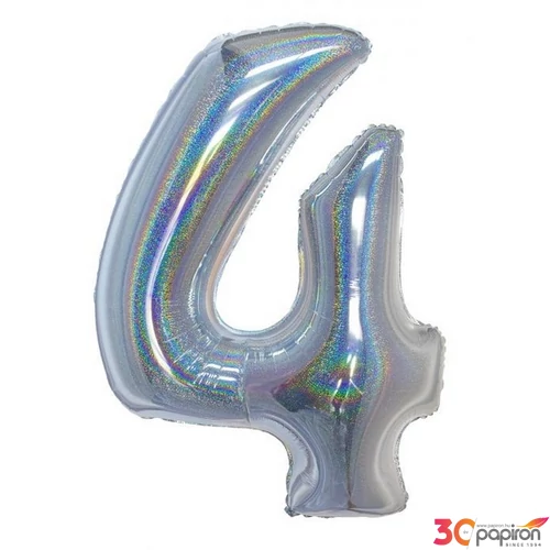 Party Lufi fólia 102cm 40" hologrammos, ezüst 4-es szám