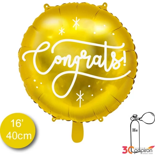 Party Lufi Fólia 35 cm Lufi, Fólia, Arany, Congrats, 35 cm 