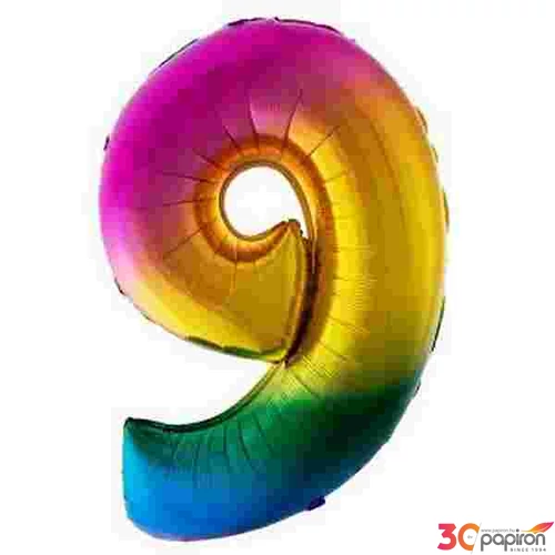 Party Lufi fólia 40"-102cm Szivárvány 9-es szám 85528 Fólia Léggömb+hélium