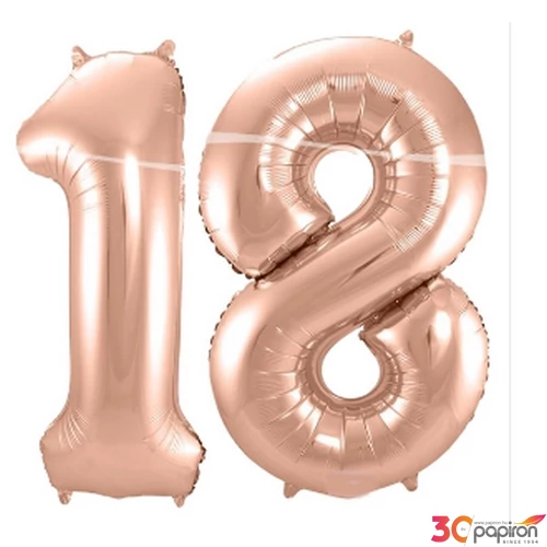 Party Lufi fólia 86cm 18-as szám, rosegold