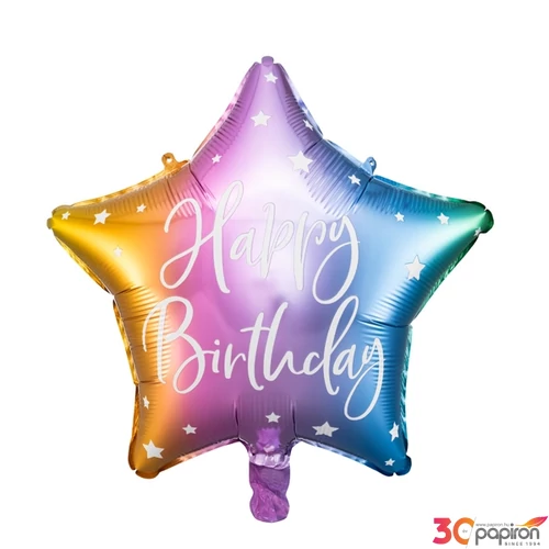 Party Lufi fólia 40cm Happy Birthday,csillag alakú,mix, gömb, 15,5