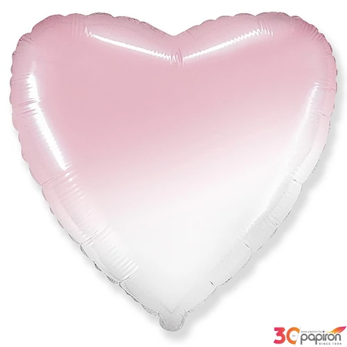 Party Lufi fólia 45cm 18"-es, szív alakú, fehér-pink színátmenetes