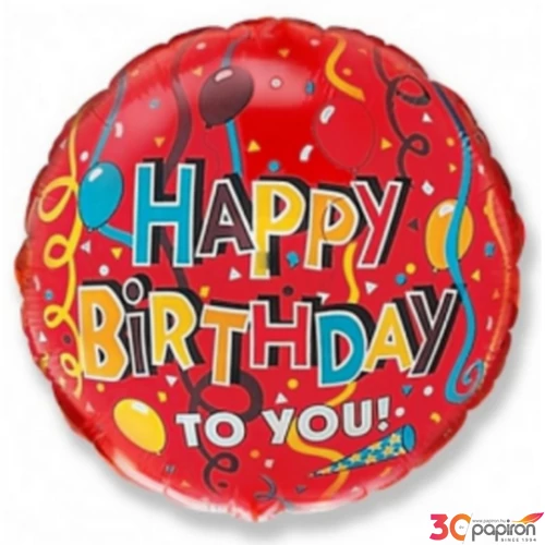Party Lufi fólia 18"/45cm gömb alakú, születésnapra Happy Birthday lufis