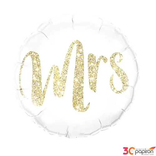 Party Lufi fólia 43cm Mrs. feliratú glitter gold