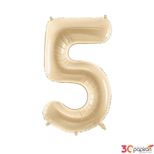 Party Lufi fólia 72cm 5-ös szám, bézs