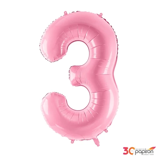 Party Lufi fólia 86cm 3.születésnapra rózsaszín