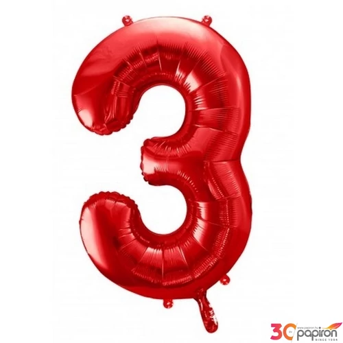 Partylufi fólia 86cm 3.születésnapra piros