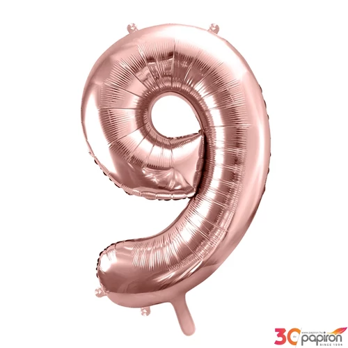 Party Lufi fólia 86cm 9.szám születésnapra rosegold