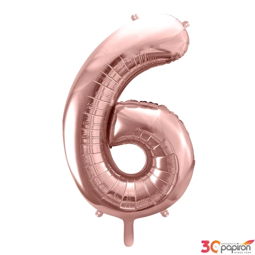Party Lufi fólia 86cm 6.szám születésnapra rosegold