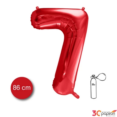 Party Lufi fólia 86cm 7.szám születésnapra piros 