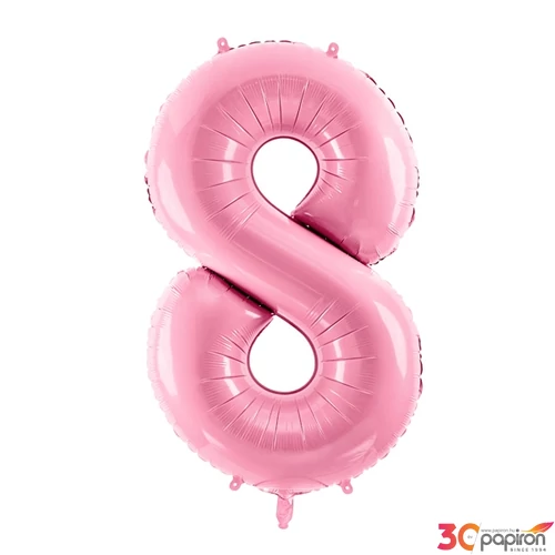 Party Lufi fólia 86cm 8.születésnapra rózsaszín