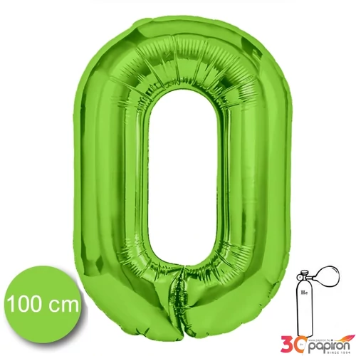 Party Lufi fólia 100cm 0.szám születésnapra zöld