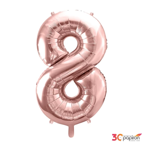 Partylufi fólia 91cm 8-as, rosegold