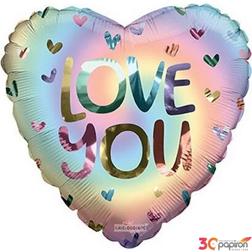 Party Lufi fólia 46cm szív alakú Love You felirattal