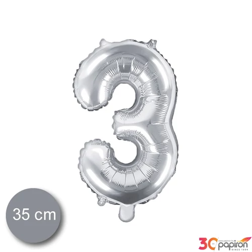 Party Lufi fólia 35cm 3-as szám, ezüst