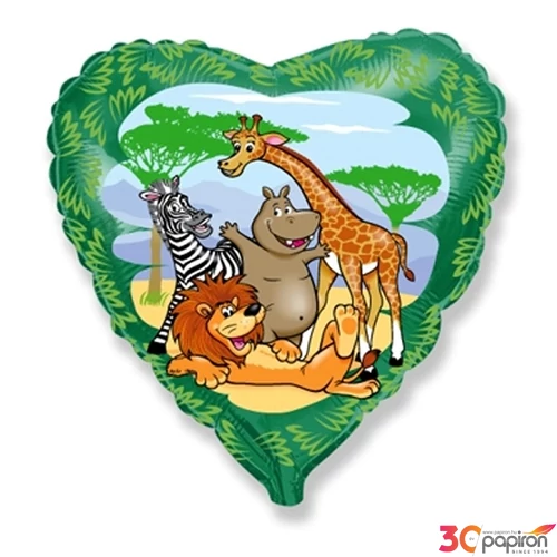 Party Lufi fólia 45cm Szív alakú, Jungle Nagyforma