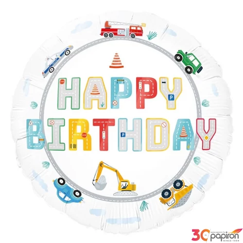 Partylufi fólia szülinap 18"-es/45cm -es járművek Happy Birthday