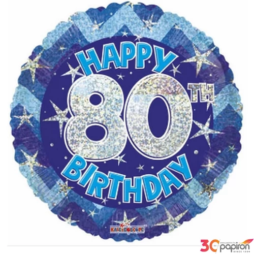 Party Lufi fólia szülinapos 80.évszámos hologramos kék Happy Birthday