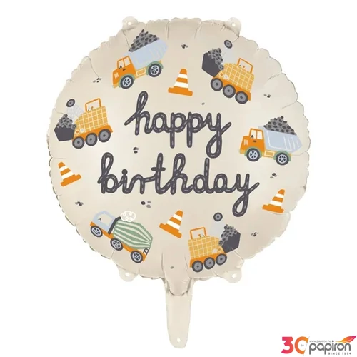 Party Lufi fólia 45cm 18" gömb alakú, munkagépes Happy Birthday