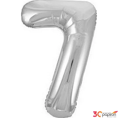 Partylufi Óriás Szám 34"-86cm 7-es Ezüst - Silver számos Super Shape Fólialufi +hélium