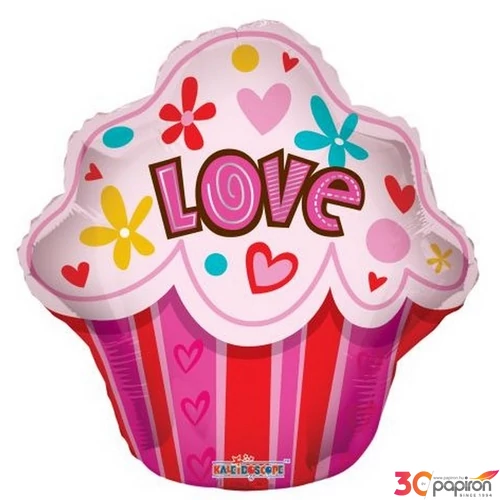 Party Lufi Szerelem 18"-45cm love muffinos Fólia Léggömb+hélium