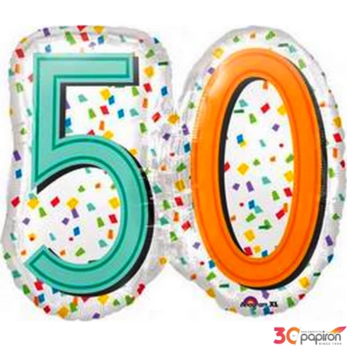 Party Lufi szülinapi 25x23 63x58cm,50-es Rainbow Happy Birthday Számos Super Shape fólia lufi +hélium