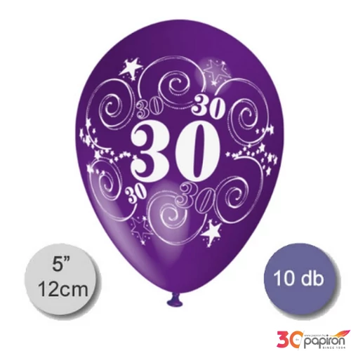 Party Lufi szülinapra évszámos, 30-as pasztel vegyes színek 10db/csomag